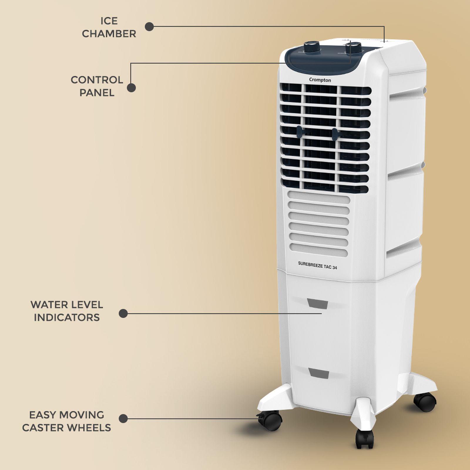 Buy Crompton Surebreeze 34 Litres Tower Air Cooler with